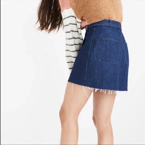 Madewell Raw Hem Denim Wrap Mini Skirt - Picture 2 of 9